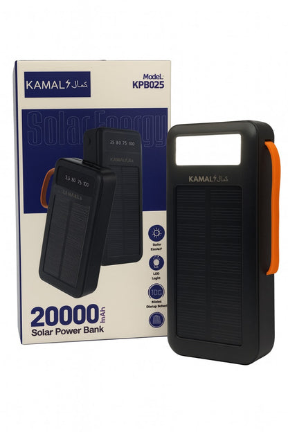 20000mAh Solar Power Bank | Built-in Cables | LED Light | Digital Display | Fast Charging Portable Solar Charger