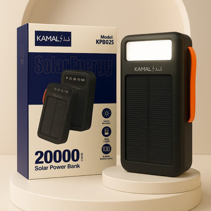 20000mAh Solar Power Bank | Built-in Cables | LED Light | Digital Display | Fast Charging Portable Solar Charger