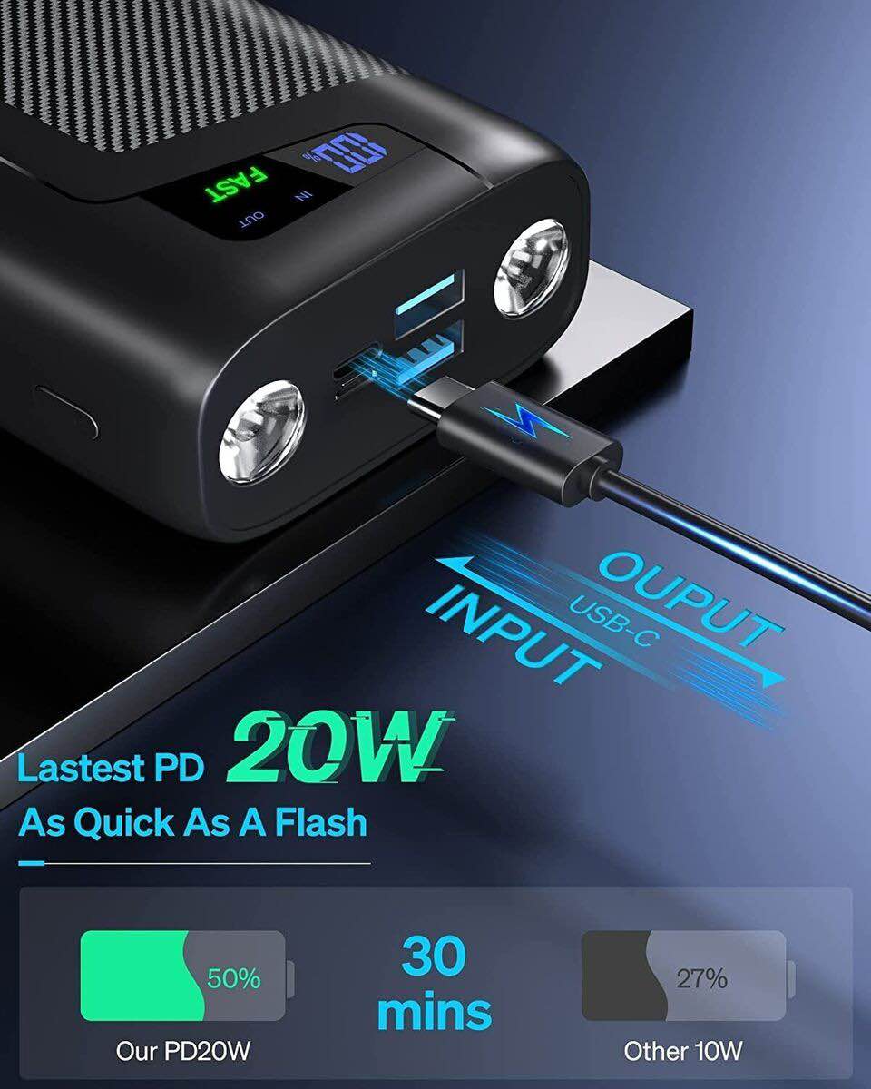 27000 MAH Powerfull powerbank with 4 output port and Bright LED Light